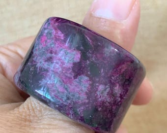 Natural Multicolor Jade Thumb Ring Healing Crystal Band Unique Chinese Style Gift for Men Women