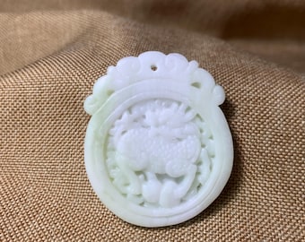 Natural Jade Qilin Pendant Necklace Feng Shui Prosperity Protection Lucky Charm Amulet Gift for Men Women
