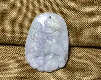 Natural Jade Pi Xiu Pendant Feng Shui Wealth Protection Hand Carved Jade Qilin Coin Talisman Prosperity