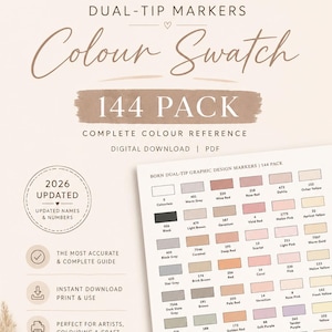 144 Pack Born Marker Colour Swatch Printable PDF | 2026 UPDATED Names & Numbers | Officeworks AU