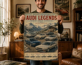 Audi Quattro Heritage Puzzle, Classic German Car Artwork, Vintage Automotive Decor, Retro Rally Legends Collection, Gift for Car Lovers