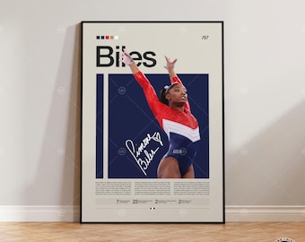 Simone Biles Poster, Gymnast Poster, Athletics Prints, Sports Poster, Mid-Century Modern, Motivational Poster, Sports Bedroom Posters