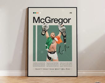 Poster di Conor McGregor, decorazione murale MMA, stampa Fight Night, stampa motivazionale, regalo per i fan, decorazione per la camera dei ragazzi