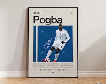 Paul Pogba Poster, Soccer Wall Art, Football Fan Art, Vintage Poster, Soccer Legend, Gift for Men, Teen Room Decor