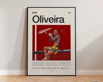 Charles Oliveira Poster, MMA Wandkunst, Fight Night Print, modernes Wohndekor, Geschenk für Fans, Jungen Raum Kunst
