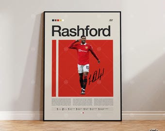 Marcus Rashford Poster, Soccer Wall Art, Football Fan Gift, Modern Print, Soccer Legend, Gift for Fans, Game Room Wall Art