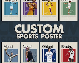 Individuelles Sport Poster, Sport Geschenk, Basketball Poster, Fußball Poster, Tennis Poster, Football Poster, Baseball Poster, Golf Poster