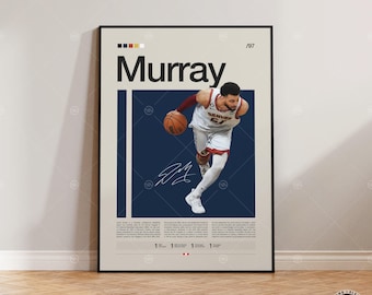 Jamal Murray Poster, Denver Nuggets Print, NBA Poster, Sports Poster, Mid Century Modern, NBA Fans, Basketball Gift, Sports Bedroom Posters