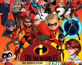 The Incredibles PNG-clipartbundel | Mr Incredible Elastigirl Violet Dash Jack | Superheldenfamilie Incredibles | verjaardagsuitnodiging, superheld