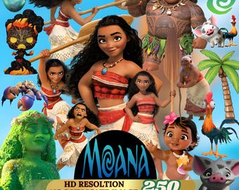 Moana PNG-clipartbundel | 250+ Moana 2 Maui Pua Heihei Gramma Tala | Moana-papier | Verjaardag kreunen | Afdrukbaar kreunen | Digitale download