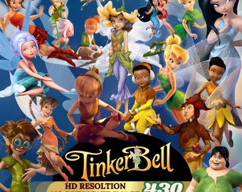 Tinker Bell & Pixie Hollow Fairies PNG-clipartbundel | Tinkerbell Silvermist Rosetta Fawn Iridessa | Transparante digitale download in HD