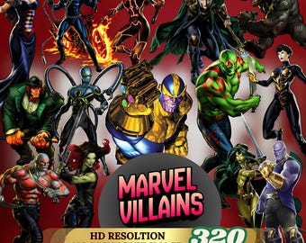 Marvel Villains Clipart PNG-bundel | 320 Marvel-superschurken | Directe digitale download voor Cricut, Silhouette en afdrukbare knutsels