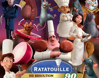 Ratatouille PNG-clipartbundel | Remy de rat-clipart, linguini, colette, skinner en chef-koks | Digitale download HD transparante achtergrond