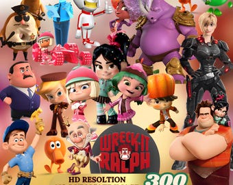 Wreck-It Ralph clipart-png-bundel | Vanellope Ralph Felix Calhoun | Digitale download filmthema verjaardagsfeestje Cliparts png-collectie