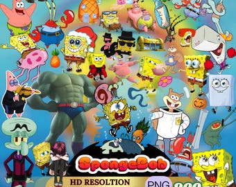 SpongeBob Mega Bundle, SpongeBob SquarePants Digital Download for Cricut, Sublimation, Birthday Decor, Instant Download