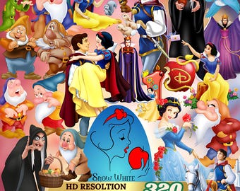 Sneeuwwitje Clipart PNG-bundel 320 bestanden - Seven Dwarfs Prince Evil Queen | zeven dwergen png, hoge kwaliteit, digitale stickers direct downloaden