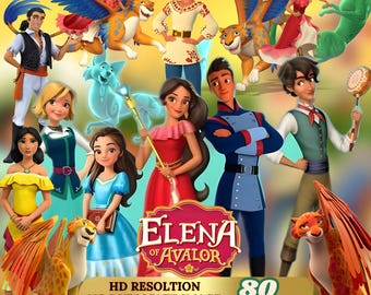 Elena of Avalor PNG-clipartbundel - 80 hoogwaardige digitale downloadafbeeldingen - prinses Elena, verjaardagsuitnodigingen en DIY Crafts