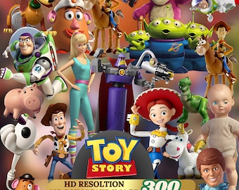Toy Story Cliparts PNG-bundel, Buzz Woody Lightyear Toy Story shirt taarttopper, verjaardag, lettertype Instant Digitale download
