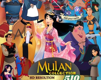 Mulan PNG-bundel 510 Cartoon clipart digitale download transparante prinses karakters sublimatie afdrukbare sticker graphics