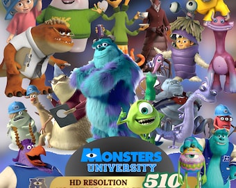 Monsters University PNG megabundel clipart cartoon Mike Wazowski Sulley digitale download transparante achtergrond sublimatie sticker ontwerp