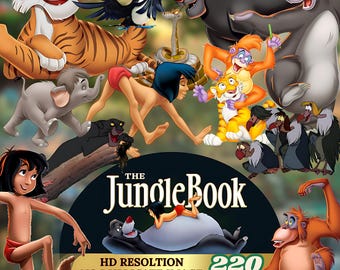 The Jungle Book PNG Bundle, Mowgli Cartoon Movie Themed Birthday Party - Tshirt,  Cliparts, Digital Stickers, Instant Digital Download
