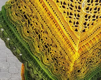 Big Lacey gehaakte omslagdoek, handgemaakt in Polen