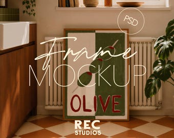 Kitchen Frame Mockup PSD | Modern Artwork Display DIN A (Digital Download, Photoshop, Photopea)