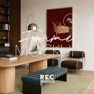 Mockup för kontorsram i modern design från mitten av århundradet, vertikal affischdisplay (digital nedladdning)