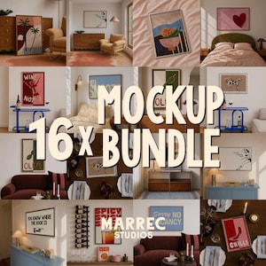 Mid Century Modern Frame Mockup Bundle, Poster Art Display (Digital Download)