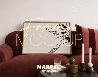 Maqueta de marco horizontal para paisaje, escena de sala de estar moderna (descarga digital)
