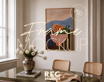 Vertical Frame Mockup, Portrait Frame Living Room Interior, DIN A Photopea Photoshop Download