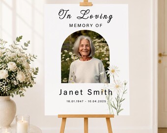 Placa de boas-vindas personalizada para funeral | Exibição memorial, impressão em placa de espuma