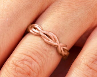 14k Solid Gold Braided Twisted Rope Ring Dainty Gold Stacking Matte Twist Ring Wedding Ring Band