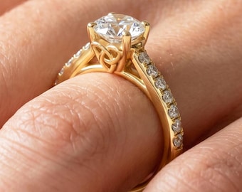 Celtic Trinity Knot Ring 1 Carat IGI Certified Round Lab Grown Diamond Engagement Ring Dainty Minimalist Ring