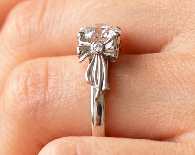 Unique Diamond Engagement Ring 2 Carat Diamond Bow Tie Wedding Ring Lab Grown Diamond Minimalist Ring