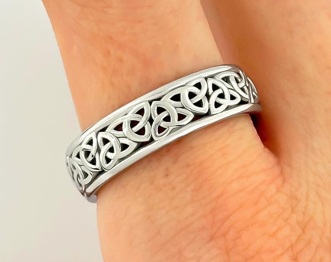 Celtic Infinity Wedding Band 14k Gold Celtic Trinity Knot Wedding Band