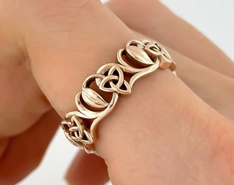 Celtic Infinity Ring 14k Rose Gold Braided Wedding Ring Nature Inspired