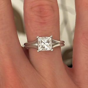 Diamond Princess Cut Engagement Ring IGI Certified 1 Carat VS1 Clarity Lab Grown Diamond Solitaire 14k White Gold Wedding Ring