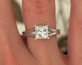 Diamond Princess Cut Engagement Ring IGI Certified 1 Carat VS1 Clarity Lab Grown Diamond Solitaire 14k White Gold Wedding Ring