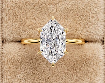 2CT Dutch Marquise Diamond Engagement Ring, VVS2 IGI Certified 14k Yellow Gold Solitaire Lab Grown, Thin 2mm Band