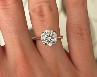2.5 Carat Round Diamond Solitaire Engagement Ring CVD Diamond E VS1 Engagement Ring Lab Created Diamond Ring 18k White Gold