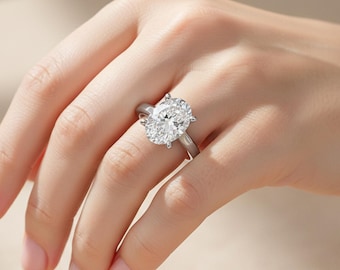 4 Carat Oval Diamond Engagement Ring Lab Grown Diamond Wedding Ring 14k Yellow Gold IGI Certified Solitaire Ring