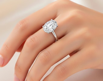3 Carat Oval Lab Grown Diamond Ring 3 CT Oval Diamond Dainty Engagement Ring Thin Ring 14k Gold Oval Diamond Ring