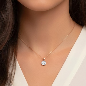 Lab Grown Diamond Solitaire Pendant 14K Gold Diamond Necklace IGI Certified 4 Prong Dainty Minimalist Pendant Perfect Gift