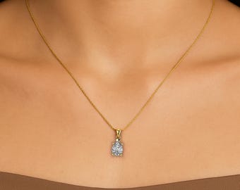 Lab Grown Diamond Solitaire Pendant Pear Lab Diamond IGI Certified Solid 14K Gold Diamond Pendant Mothers Day Gift