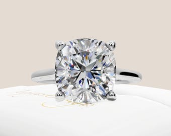 4 Carat Cushion Cut IGI Certified Lab Grown Diamond Solitaire Engagement Ring 14k White Gold Dainty Engagement Ring