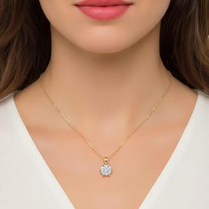 Diamond Solitaire Pendant 6 Prong Round Lab Grown Diamond Pendant Solid 14K Gold Single Diamond Necklace Perfect Gift