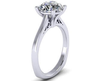 3 CT Round Lab Diamond Engagement Ring Lab Grown Diamond Ring Solitaire Ring 14k White Gold IGI Certified Ring