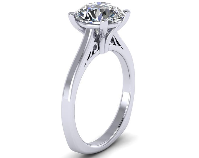 3 CT Round Lab Diamond Engagement Ring Lab Grown Diamond Ring Solitaire Ring 14k White Gold IGI Certified Ring