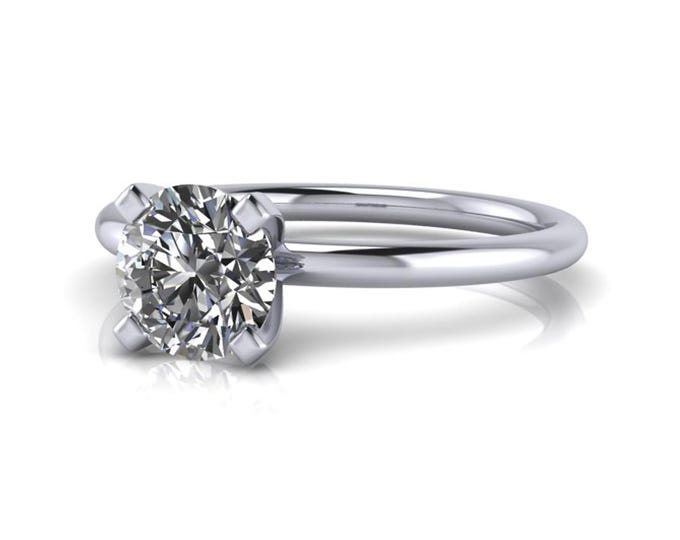 1 Carat IGI Certified VS1 Lab Grown Diamond Ring Minimalist Solitaire 4 Prongs Excellent Cut Round 14k White Gold Diamond Engagement Ring